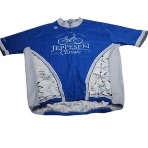 L CYCLING JERSEY COLORADO JEPPESEN CLASSIC blue white ZIP LARGE